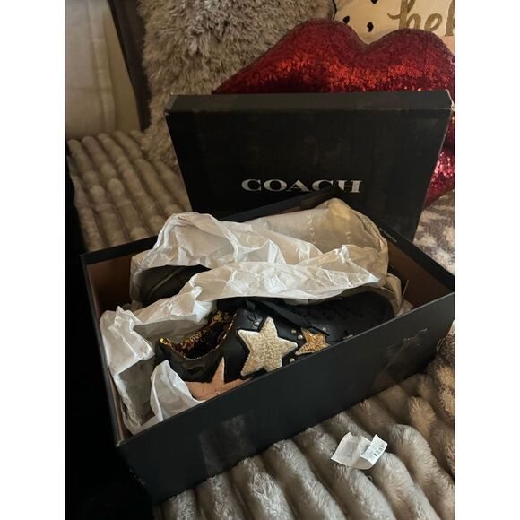 Coach c101 sherpa stars leather sneakers 9 womens - Picture 10 of 12